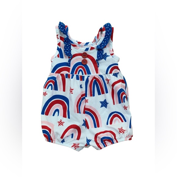 Eleanor Rose Size 6 Months Demi Americana Red, White and Blue Bubble Romper - Picture 1 of 6